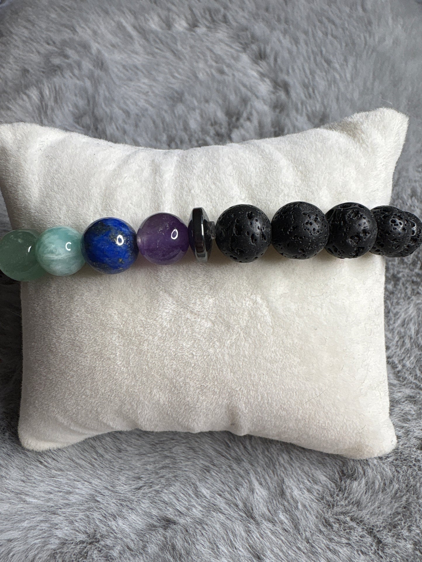 Bracelet Boule 08mm 7 Chakras + Pierre De Lave A