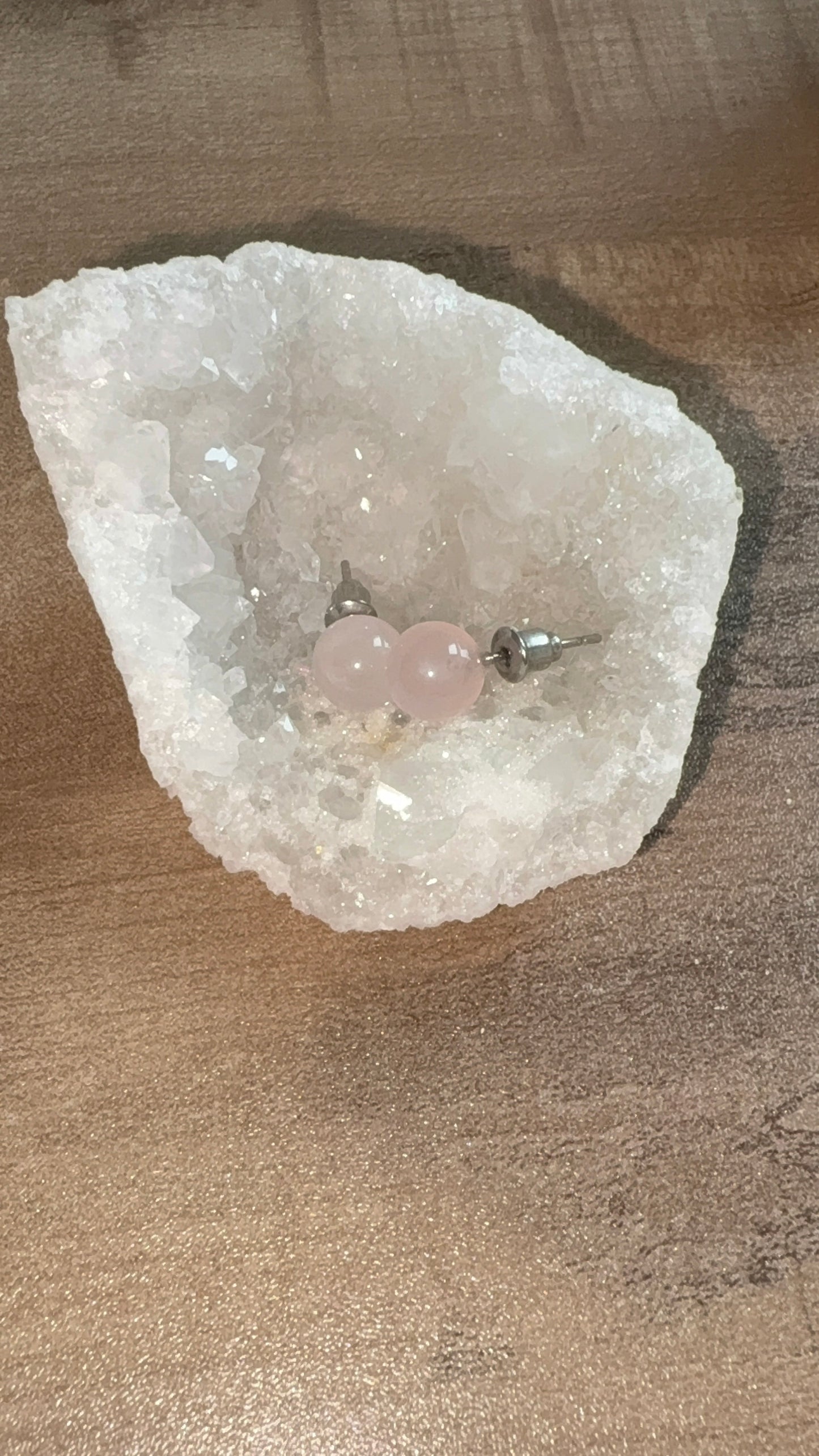 Boucle d'oreille Quartz rose