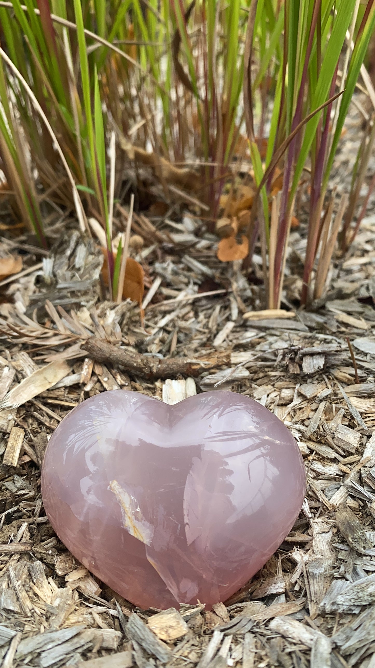 Galet Coeur Quartz Rose 60 à 70mm