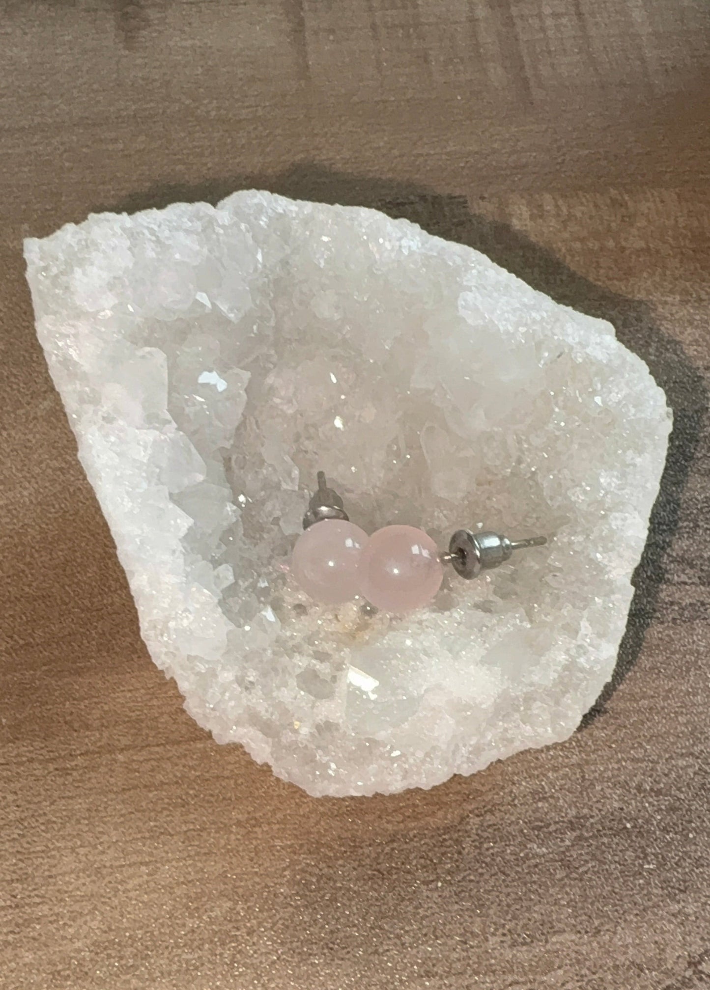 Boucle d'oreille Quartz rose