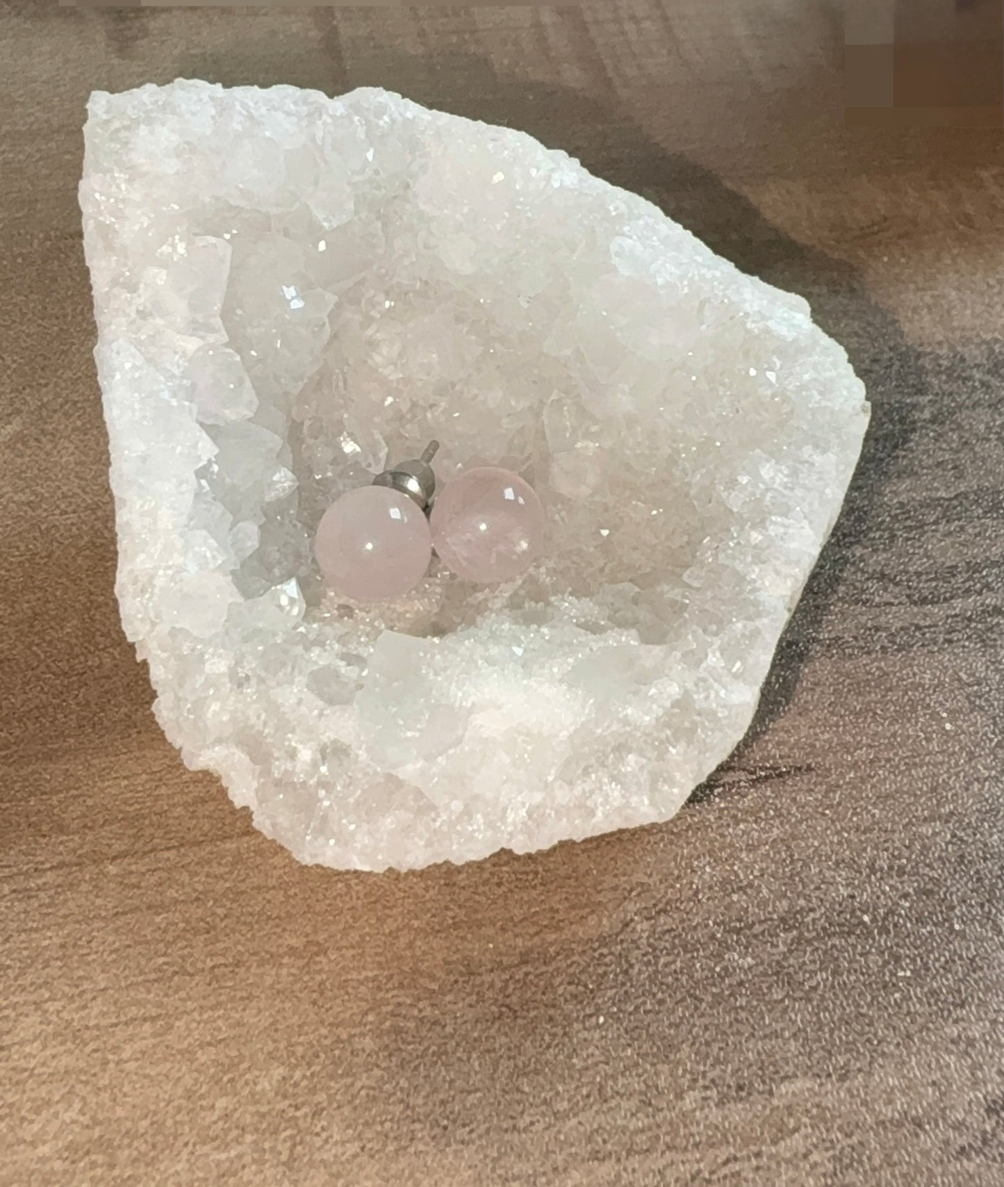 Boucle d'oreille Quartz rose