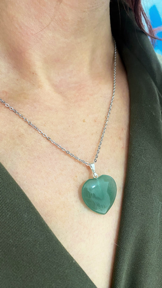 Pendentif coeur Aventurine verte