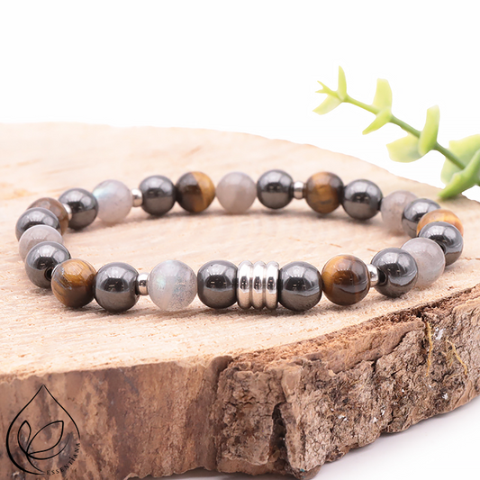 LABRADORITE, OEIL DE TIGRE, HÉMATITE 8mm